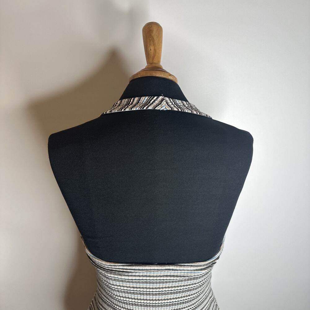 American Eagle Multicolor Striped Halter Dress Large Ribbed Open Back 90s Style - Picture 7 of 9